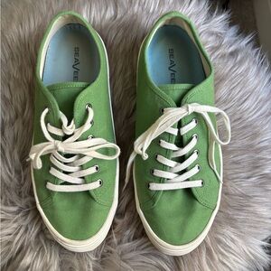 SeaVees Green Monterey Platform Canvas Lace-Up Sneakers